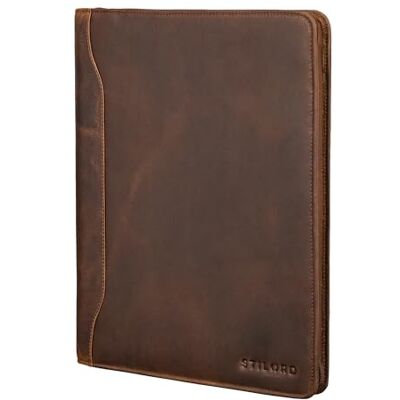 STILORD Scott" Vintage lederen aktetas A4 map 12,2 inch Hoogwaardige organizer met ritssluiting voor zaken en kantoor Kleur: Kara cognac, Soria Bruin, L, Handdoek STILORD Scott" Vintage lederen aktetas A4 map 12,2 inch Hoogwaardige organizer met ritssluiting voor zaken en kantoor Kleur: Kara cognac, Soria Bruin, L, Handdoek