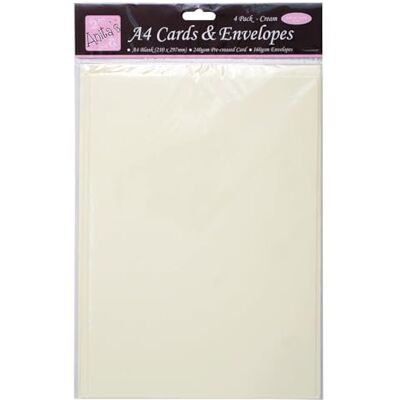 Anita's A4-kaarten/enveloppen (4 PK) – crèmekleurig Anita's A4-kaarten/enveloppen (4 PK) – crèmekleurig