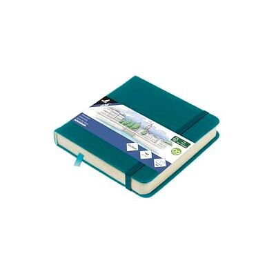 Kangaro Schetsboek, 12 x 12 cm, hardcover, polyurethaan, donkerturquoise, 80 vellen, 140 g, crèmekleurig papier met elastiek en band Kangaro Schetsboek, 12 x 12 cm, hardcover, polyurethaan, donkerturquoise, 80 vellen, 140 g, crèmekleurig papier met elastiek en band