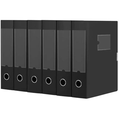 DONGLI Set van 6 A4-archiefdozen Zwart 7,5 cm brede rugbreedte A4-formaat Met ruglabel Voor kantoor DONGLI Set van 6 A4-archiefdozen Zwart 7,5 cm brede rugbreedte A4-formaat Met ruglabel Voor kantoor