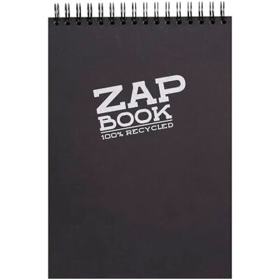 Clairefontaine 8363C Zap Book Spiraalblok, 160 vellen schetspapier, 100% gerecycled, A4, 21 x 29,7 cm, 80 g, zwarte omslag Clairefontaine 8363C Zap Book Spiraalblok, 160 vellen schetspapier, 100% gerecycled, A4, 21 x 29,7 cm, 80 g, zwarte omslag