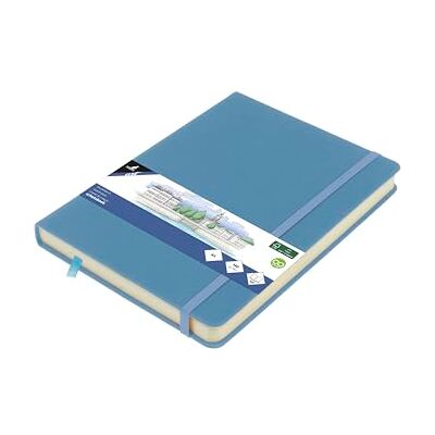 Kangaro schetsboek A5 met PU harde kaft, 80 vellen, 140 g, crèmekleurig papier met elastiek en band, hemelsblauw Kangaro schetsboek A5 met PU harde kaft, 80 vellen, 140 g, crèmekleurig papier met elastiek en band, hemelsblauw