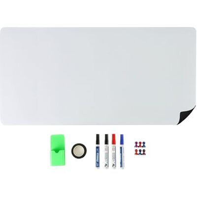 Relaxdays Whiteboard-folie, 40 x 80 cm (h x b), 4 pennen, 6 magneten, potlooddoos, plakband, magneetmemobord, wit Relaxdays Whiteboard-folie, 40 x 80 cm (h x b), 4 pennen, 6 magneten, potlooddoos, plakband, magneetmemobord, wit