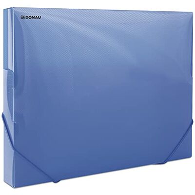 DONAU 8545002PL-10 Documentenbox met elastiek van kunststof, 700 μm, transparant, blauw, voor DIN A4, rugbreedte 30 mm, zijvleugels, opvouwbaar, voor kantoor en school DONAU 8545002PL-10 Documentenbox met elastiek van kunststof, 700 μm, transparant, blauw, voor DIN A4, rugbreedte 30 mm, zijvleugels, opvouwbaar, voor kantoor en school