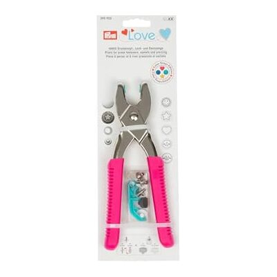 Prym Love Vario tang met gekleurd gat/drukklem, roze, staal, 19 cm Prym Love Vario tang met gekleurd gat/drukklem, roze, staal, 19 cm