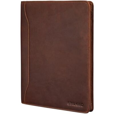STILORD Scott" Vintage lederen documentenmap A4 map 12,2 inch hoogwaardige organizer met ritssluiting voor zaken en kantoor kleur: kara cognac, Sesto cognac, servet STILORD Scott" Vintage lederen documentenmap A4 map 12,2 inch hoogwaardige organizer met ritssluiting voor zaken en kantoor kleur: kara cognac, Sesto cognac, servet
