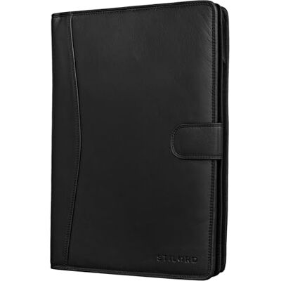 STILORD "Cohen" Documententas, A4, leer, organizer, vintage, aktetas, zakelijk, conferentie, portfolio, 12,2 inch, van echt leer, kleur: zwart STILORD "Cohen" Documententas, A4, leer, organizer, vintage, aktetas, zakelijk, conferentie, portfolio, 12,2 inch, van echt leer, kleur: zwart