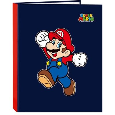 safta SUPER MARIO WORLD Ordner met 4 ringen, ideaal voor kinderen van verschillende leeftijden, comfortabel en veelzijdig, kwaliteit en sterkte, 26,5 x 33 cm, kleur marineblauw, Estándar, safta SUPER MARIO WORLD Ordner met 4 ringen, ideaal voor kinderen van verschillende leeftijden, comfortabel en veelzijdig, kwaliteit en sterkte, 26,5 x 33 cm, kleur marineblauw, Estándar,
