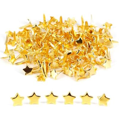 COACOM 100 stuks gouden sternaalden Mini stervormige spijkers Dubbele reversspeldjes Metalen bevestigingsclips om te knutselen (14 mm) COACOM 100 stuks gouden sternaalden Mini stervormige spijkers Dubbele reversspeldjes Metalen bevestigingsclips om te knutselen (14 mm)