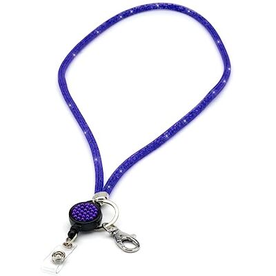 CKB LTD Sleutelkoord met strass en strass met draaibare metalen clip en intrekbare glinsterende spoel voor ID-badge, paars, 1 stuk enkele eenheid 1pc Single Unit CKB LTD Sleutelkoord met strass en strass met draaibare metalen clip en intrekbare glinsterende spoel voor ID-badge, paars, 1 stuk enkele eenheid 1pc Single Unit