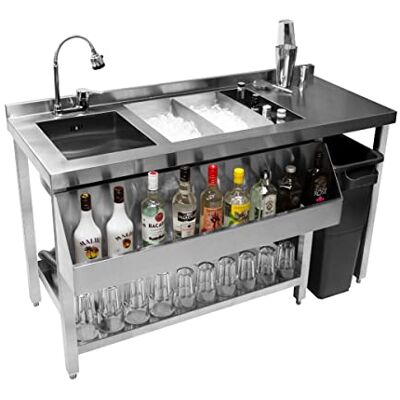Monster Cable Cocktailbarstation van roestvrij staal, 90 liter, afneembare scheidingswanden, grote 360 graden draaibare spoelbak, snelmengkraan, gratis Boston cocktailafvalemmer Monster Cable Cocktailbarstation van roestvrij staal, 90 liter, afneembare scheidingswanden, grote 360 graden draaibare spoelbak, snelmengkraan, gratis Boston cocktailafvalemmer