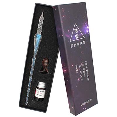 Gullor Glazen vulpen, regenboogkristallen pen met kleurrijke kalligrafie-inkt, stijl D Gullor Glazen vulpen, regenboogkristallen pen met kleurrijke kalligrafie-inkt, stijl D