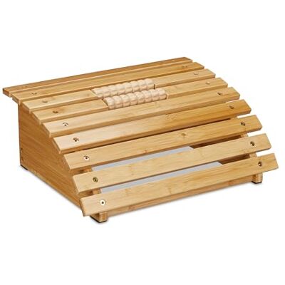 Relaxdays Voetsteun voor kantoor, met rollen, ergonomisch, masserend en ontspannend, van bamboe, natuur Relaxdays Voetsteun voor kantoor, met rollen, ergonomisch, masserend en ontspannend, van bamboe, natuur