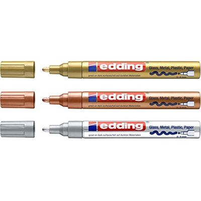 Edding 750 lakmarker, 3 spaarverpakking, 9 kleuren en gesorteerd naar keuze, uitgebracht metallic, 3 stuks (1 stuk) Edding 750 lakmarker, 3 spaarverpakking, 9 kleuren en gesorteerd naar keuze, uitgebracht metallic, 3 stuks (1 stuk)