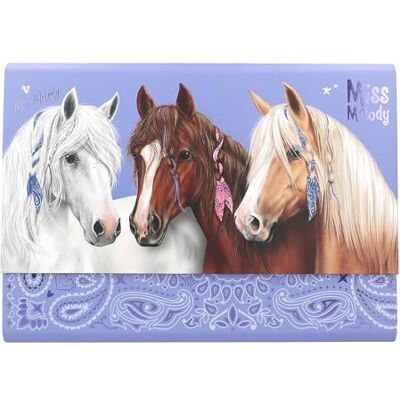 Depesche Miss Melody Bandana 12934 Paarse vouwmap met paardenmotief + 24 briefbladen in 3 designs en 18 enveloppen Depesche Miss Melody Bandana 12934 Paarse vouwmap met paardenmotief + 24 briefbladen in 3 designs en 18 enveloppen