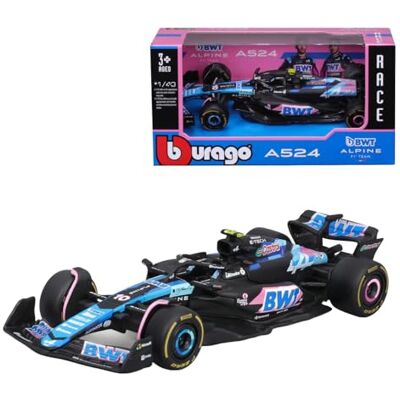 Bburago Formule 1 Alpine A524 Japanse versie (2024): automodel in schaal 1:43, speciaal model, bestuurder #10 Pierre Gasly, raambox, 12,5 cm, blauw roze (18-38219G1) Bburago Formule 1 Alpine A524 Japanse versie (2024): automodel in schaal 1:43, speciaal model, bestuurder #10 Pierre Gasly, raambox, 12,5 cm, blauw roze (18-38219G1)