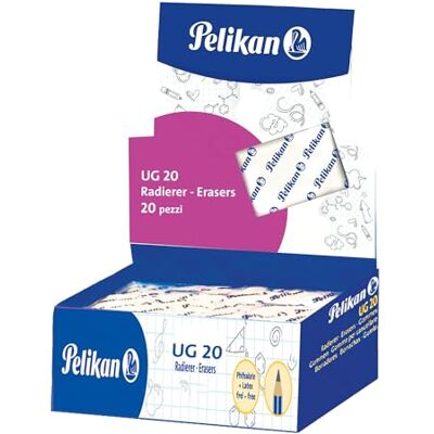 Pelikan Gum UG 20 wit, afbreken gum, geschikt voor techniek, kunstenaars en afdruiprek voor kolen en grafiet, 20 stuks Pelikan Gum UG 20 wit, afbreken gum, geschikt voor techniek, kunstenaars en afdruiprek voor kolen en grafiet, 20 stuks