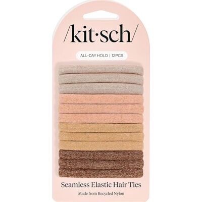 Kitsch 12 stuks medium elastieken van gerecycled nylon met glitters neutraal Kitsch 12 stuks medium elastieken van gerecycled nylon met glitters neutraal
