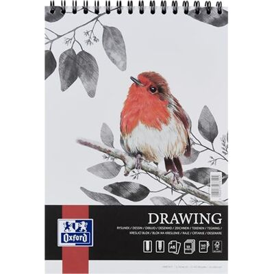 Oxford Kunsttekenblok A5, 50 vellen, tekenblok met dubbele spiraal, schetsboek, kunstblok 160 g/m², zuurvrij papier, tekenboek met stevig achterkarton, notitieboek Oxford Kunsttekenblok A5, 50 vellen, tekenblok met dubbele spiraal, schetsboek, kunstblok 160 g/m², zuurvrij papier, tekenboek met stevig achterkarton, notitieboek