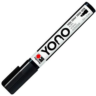Marabu 12400102073 12400102073-YONO marker, zwart 073, veelzijdige acrylstift met Japanse wigpunt, waterbasis, lichtecht en waterbestendig, voor bijna alle ondergronden, 0,5-5 mm Marabu 12400102073 12400102073-YONO marker, zwart 073, veelzijdige acrylstift met Japanse wigpunt, waterbasis, lichtecht en waterbestendig, voor bijna alle ondergronden, 0,5-5 mm