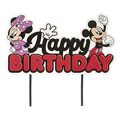 dekora Mickey en Minnie Mouse verjaardagstaartdecoratie Happy Birthday van papier 17,5 x 15 cm dekora Mickey en Minnie Mouse verjaardagstaartdecoratie Happy Birthday van papier 17,5 x 15 cm