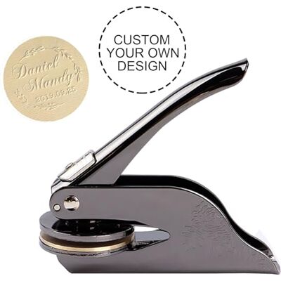AIMOADO Embosser-stempel met gepersonaliseerd logo voor boeken, kaarten, papier, enveloppen, servetten, huwelijksuitnodigingen, cadeau (zwart spiegel) AIMOADO Embosser-stempel met gepersonaliseerd logo voor boeken, kaarten, papier, enveloppen, servetten, huwelijksuitnodigingen, cadeau (zwart spiegel)