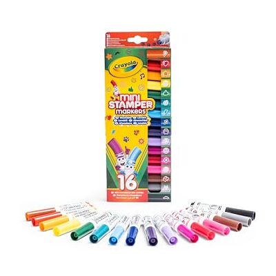 CRAYOLA 16 wasbare viltstiften met Pip Squeaks stempelpunt, verschillende 16 kleuren, stiften met stempelpunt in 16 verschillende kleuren, 16 stempelpunten met sympathieke onderwerpen, vanaf 3 jaar CRAYOLA 16 wasbare viltstiften met Pip Squeaks stempelpunt, verschillende 16 kleuren, stiften met stempelpunt in 16 verschillende kleuren, 16 stempelpunten met sympathieke onderwerpen, vanaf 3 jaar