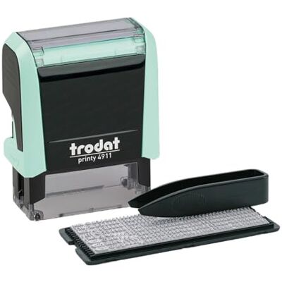 Trodat Printy 4911 Zelfkleurende stempel, doe-het-zelf, pastelgroen, 3 regels, zwarte print, 38 x 14 mm, pastelgroen Trodat Printy 4911 Zelfkleurende stempel, doe-het-zelf, pastelgroen, 3 regels, zwarte print, 38 x 14 mm, pastelgroen