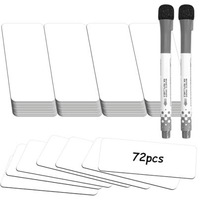 HFDONGL 72 stuks beschrijfbare magneetstrips, 80 x 30 mm, magnetische etiketten om te schrijven, herbruikbare magnetische etiketten met 2 markers voor whiteboard, koelkast, bord HFDONGL 72 stuks beschrijfbare magneetstrips, 80 x 30 mm, magnetische etiketten om te schrijven, herbruikbare magnetische etiketten met 2 markers voor whiteboard, koelkast, bord