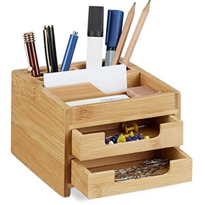 Relaxdays Bureau-organizer bamboe bureaudispenser pennenhouder 2 laden h x b x d: 9,5 x 12,5 x 15 cm, naturel Relaxdays Bureau-organizer bamboe bureaudispenser pennenhouder 2 laden h x b x d: 9,5 x 12,5 x 15 cm, naturel