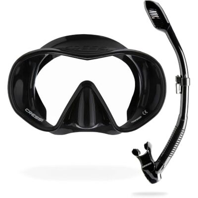 CRESSI Frameloos duikmasker en droge snorkel met één lens voor snorkelen, duiken, F-Dual en Supernova Dry: ontworpen in Italië CRESSI Frameloos duikmasker en droge snorkel met één lens voor snorkelen, duiken, F-Dual en Supernova Dry: ontworpen in Italië