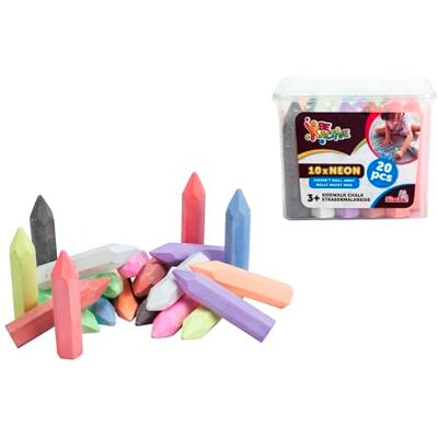 Simba 106336211 20 stuks neon straatverfkrijt, 10 x normaal, 2,5 x 10,5 cm, in emmer, vanaf 3 jaar Simba 106336211 20 stuks neon straatverfkrijt, 10 x normaal, 2,5 x 10,5 cm, in emmer, vanaf 3 jaar