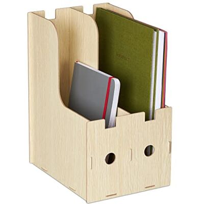 Relaxdays Lunchhouder, 2 laden DIN A4, nietmachine en mappen, kantoor en schootorganisatie, tijdschriftenhouder, MDF, lichtbruin Relaxdays Lunchhouder, 2 laden DIN A4, nietmachine en mappen, kantoor en schootorganisatie, tijdschriftenhouder, MDF, lichtbruin