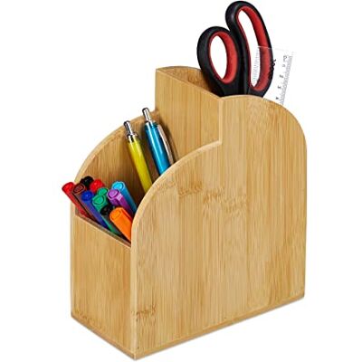 Relaxdays Bureau-organizer van bamboe, 2 vakken, 20 x 17 x 9 cm, naturel Relaxdays Bureau-organizer van bamboe, 2 vakken, 20 x 17 x 9 cm, naturel
