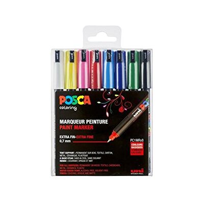 uni-ball 181708 Uni Posca marker met kalibratielpunt, 8 stuks, grundkleuren uni-ball 181708 Uni Posca marker met kalibratielpunt, 8 stuks, grundkleuren