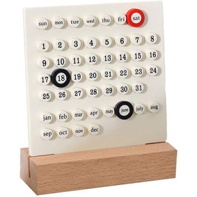 ZYWUOY Bureaukalender, eeuwigdurende kalender van acryl hout met ringen voor thuis en op kantoor (wit) ZYWUOY Bureaukalender, eeuwigdurende kalender van acryl hout met ringen voor thuis en op kantoor (wit)