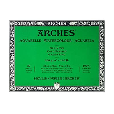 Canson Arches Aquarelblok, fijne korrel, natuurlijk, wit, 300 g, 23 x 31 cm, 20 P, andere, meerkleurig, 1,39 x 22,86 x 30,48 cm Canson Arches Aquarelblok, fijne korrel, natuurlijk, wit, 300 g, 23 x 31 cm, 20 P, andere, meerkleurig, 1,39 x 22,86 x 30,48 cm