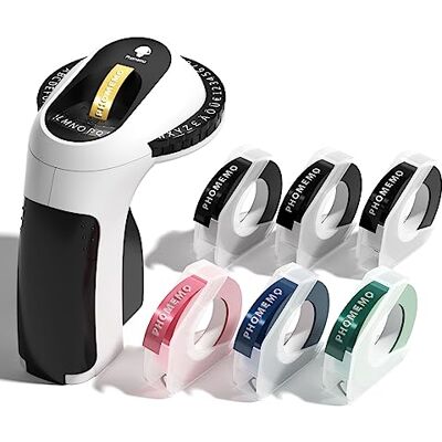 Phomemo 3D E975 labelapparaat, draagbaar, zwart, met 6 labelbanden, ergonomisch design, voor thuis Phomemo 3D E975 labelapparaat, draagbaar, zwart, met 6 labelbanden, ergonomisch design, voor thuis