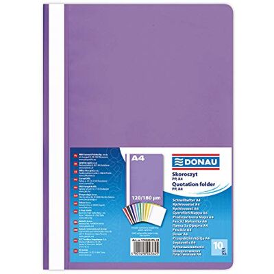 DONAU 1702001PL-23 10 stuks plastic mappen A4 paars van milieuvriendelijke PP-folie 120/180 µm / met transparante klep / voor kantoor en school inhoud: ca. 200 vellen DONAU 1702001PL-23 10 stuks plastic mappen A4 paars van milieuvriendelijke PP-folie 120/180 µm / met transparante klep / voor kantoor en school inhoud: ca. 200 vellen