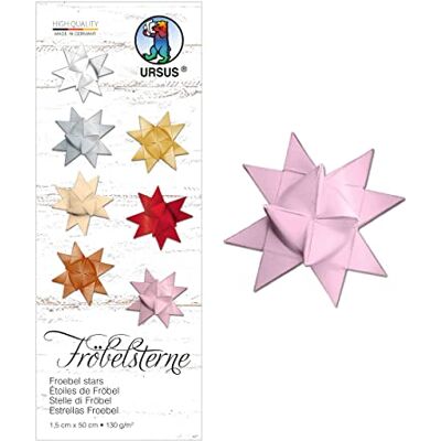 Ursus 3210026 kroebelsterren papieren stroken roze 130 g/m² ca. 1,5 x 50 cm, 80 linten voor ca. 20 sterren, klassieke knutseltijd voor de kersttijd Ursus 3210026 kroebelsterren papieren stroken roze 130 g/m² ca. 1,5 x 50 cm, 80 linten voor ca. 20 sterren, klassieke knutseltijd voor de kersttijd