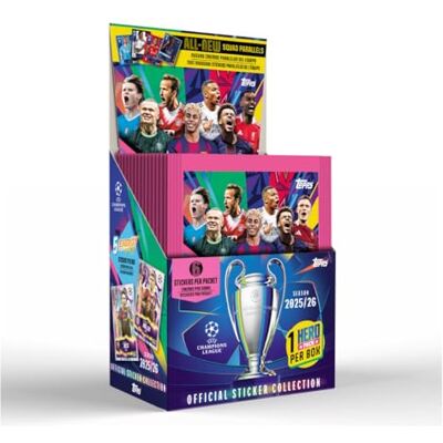 Topps Champions League Stickers 25/26 Full Box (50 enveloppen 6 stickers per envelop) Topps Champions League Stickers 25/26 Full Box (50 enveloppen 6 stickers per envelop)