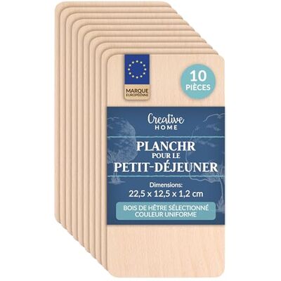 Creative Snijplank van licht hout, 10 stuks, 22,5 x 12,5 x 1,2 cm, voor ontbijt en apero, kleine snijplank, hout Creative Snijplank van licht hout, 10 stuks, 22,5 x 12,5 x 1,2 cm, voor ontbijt en apero, kleine snijplank, hout