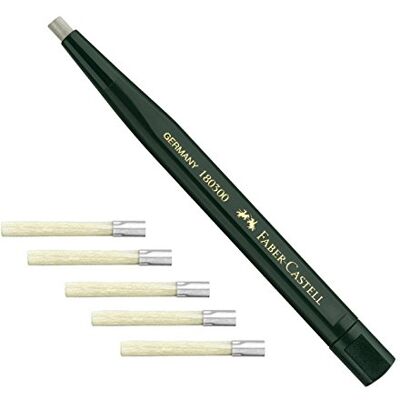 Faber-Castell 180300 draaipen met glasgum, schachtkleur: groen + 5 reservevullingen 180600 Faber-Castell 180300 draaipen met glasgum, schachtkleur: groen + 5 reservevullingen 180600