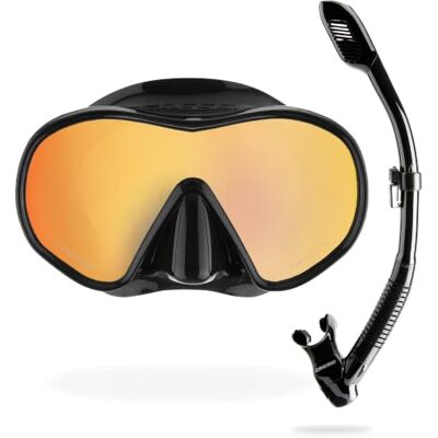 CRESSI Frameloos duikmasker en droge snorkel met één lens voor snorkelen, duiken, F-Dual en Supernova Dry: ontworpen in Italië CRESSI Frameloos duikmasker en droge snorkel met één lens voor snorkelen, duiken, F-Dual en Supernova Dry: ontworpen in Italië