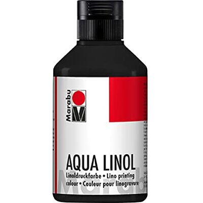 Marabu 15100013073 linoldrukverf op waterbasis, vlekbestendig, zwart, 250 ml, voor alle hogedruktechnieken op school, vrije tijd en Marabu 15100013073 linoldrukverf op waterbasis, vlekbestendig, zwart, 250 ml, voor alle hogedruktechnieken op school, vrije tijd en
