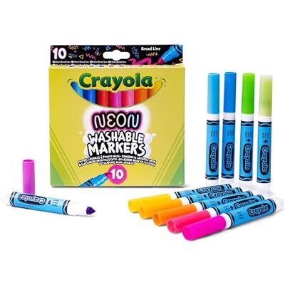 CRAYOLA Neon viltstiften, set met 10 glanzende kleuren, voor kinderen vanaf 3 jaar, voor kunst en creativiteit, 58-7846 CRAYOLA Neon viltstiften, set met 10 glanzende kleuren, voor kinderen vanaf 3 jaar, voor kunst en creativiteit, 58-7846