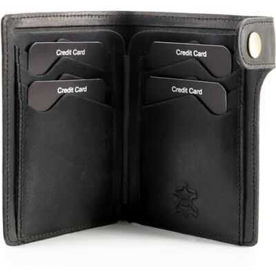 Fa.Volmer ® Lederen herenportemonnee 8 creditcardvakken kaarthouder met bankbiljettenvak portretformaat in geschenkdoos model: Denton, zwart., Klassiek Fa.Volmer ® Lederen herenportemonnee 8 creditcardvakken kaarthouder met bankbiljettenvak portretformaat in geschenkdoos model: Denton, zwart., Klassiek
