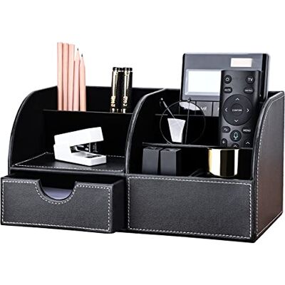 KINGFOM Bureau-organizer, organizer, PU-leer, pennenhouder, pennenbox, pennenkoker, multifunctionele kantoorbenodigdheden KINGFOM Bureau-organizer, organizer, PU-leer, pennenhouder, pennenbox, pennenkoker, multifunctionele kantoorbenodigdheden