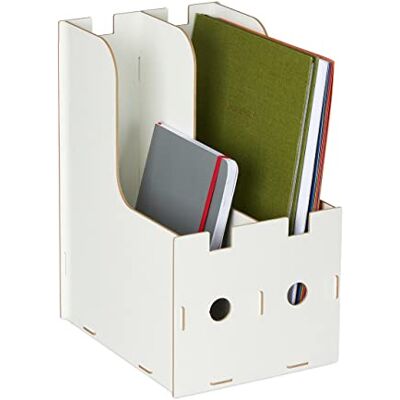 Relaxdays Lunchhouder, 2 laden DIN A4, nietmachine en mappen, kantoor en school organisatie, tijdschriftenhouder, MDF, wit Relaxdays Lunchhouder, 2 laden DIN A4, nietmachine en mappen, kantoor en school organisatie, tijdschriftenhouder, MDF, wit