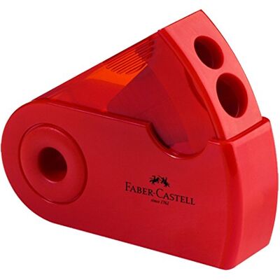 Faber-Castell Sleeve Puntenslijper met dubbele tank, rood Faber-Castell Sleeve Puntenslijper met dubbele tank, rood